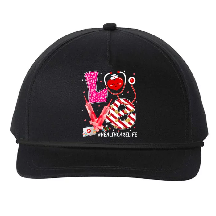 Love Healthcare Worker Nurse Cute Heart Valentines Day Great Gift Snapback Five-Panel Rope Hat