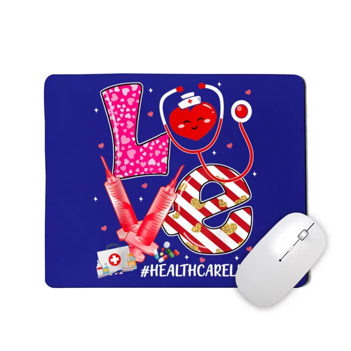 Love Healthcare Worker Nurse Cute Heart Valentines Day Great Gift Mousepad