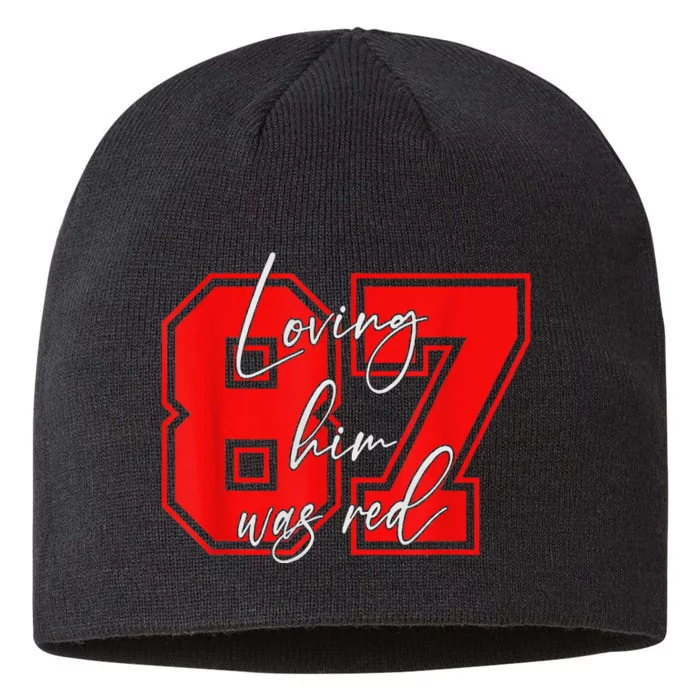 Loving Him Was Red Football 87 Football Lover 8 1/2in Sustainable Knit Beanie