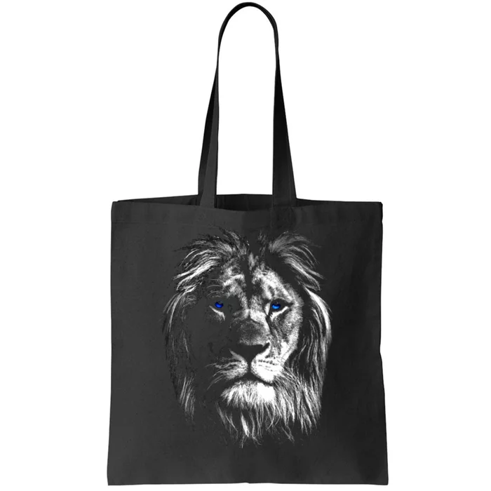 Lion Head With Blue Eyes For Lovers Lions King Of Animals Tote Bag