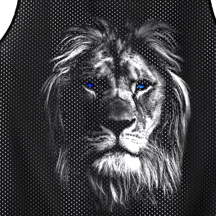 Lion Head With Blue Eyes For Lovers Lions King Of Animals Mesh Reversible Basketball Jersey Tank