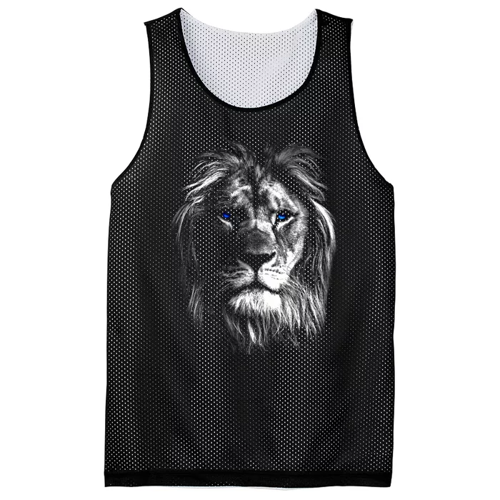 Lion Head With Blue Eyes For Lovers Lions King Of Animals Mesh Reversible Basketball Jersey Tank