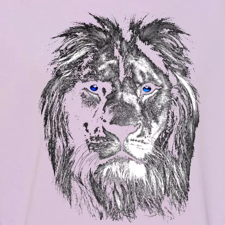 Lion Head With Blue Eyes For Lovers Lions King Of Animals Garment-Dyed Sweatshirt