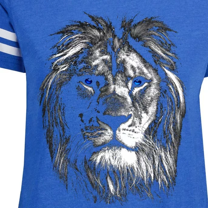 Lion Head With Blue Eyes For Lovers Lions King Of Animals Enza Ladies Jersey Football T-Shirt