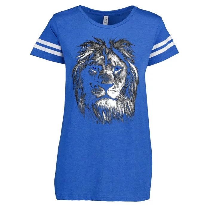 Lion Head With Blue Eyes For Lovers Lions King Of Animals Enza Ladies Jersey Football T-Shirt