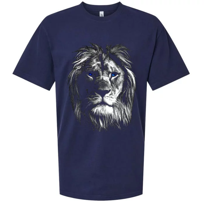 Lion Head With Blue Eyes For Lovers Lions King Of Animals Sueded Cloud Jersey T-Shirt