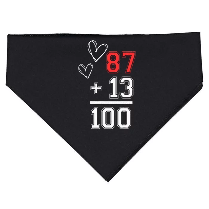 Loving Him Was Red Football Number 87 Plus 13 Equals 100 USA-Made Doggie Bandana