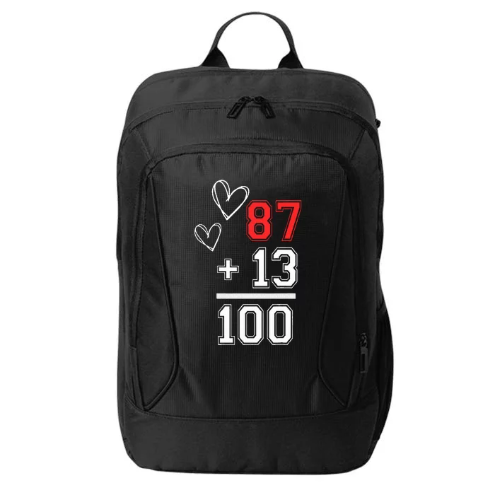 Loving Him Was Red Football Number 87 Plus 13 Equals 100 City Backpack