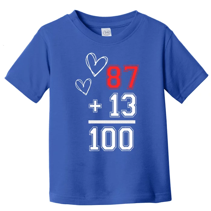 Loving Him Was Red Football Number 87 Plus 13 Equals 100 Toddler T-Shirt