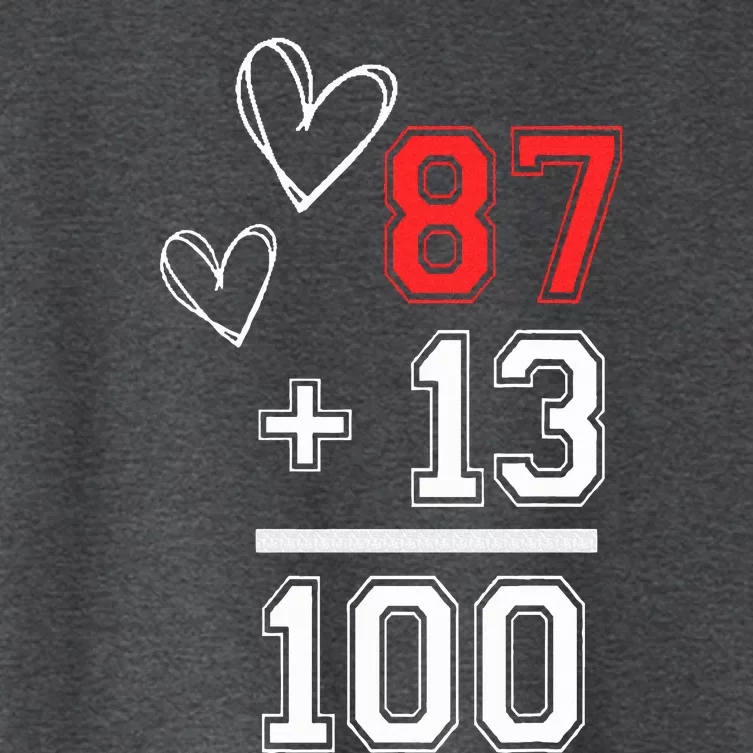 Loving Him Was Red Football Number 87 Plus 13 Equals 100 Women's Crop Top Tee