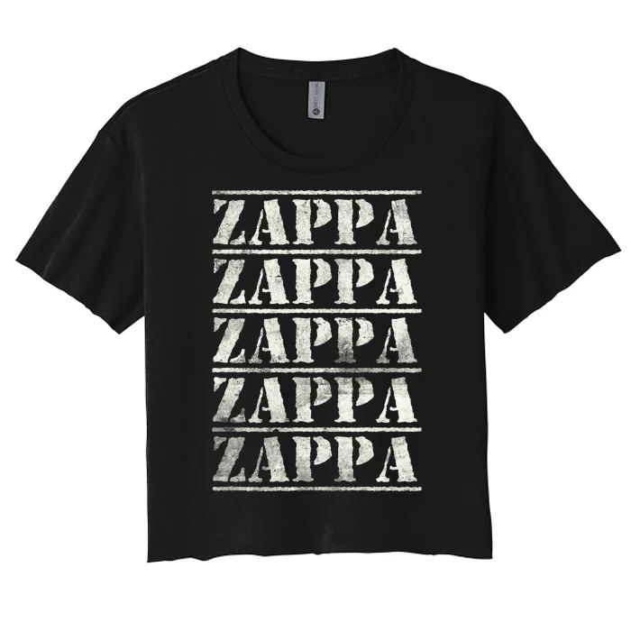 Love Heart Zappa Grunge Retro Vintage Style Black Zappa Tshirtmin.Png Women's Crop Top Tee