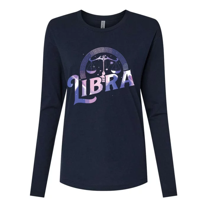 Libra Horoscope Zodiac Sign Astrology Symbol Womens Cotton Relaxed Long Sleeve T-Shirt