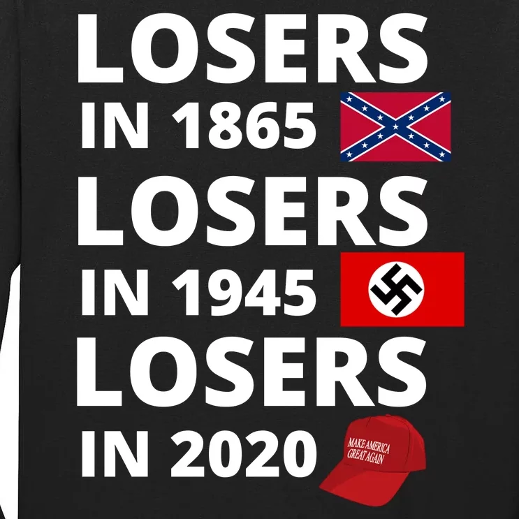 Losers In 1865, Losers In 1945, Losers In 2020 Funny Political Tall Long Sleeve T-Shirt