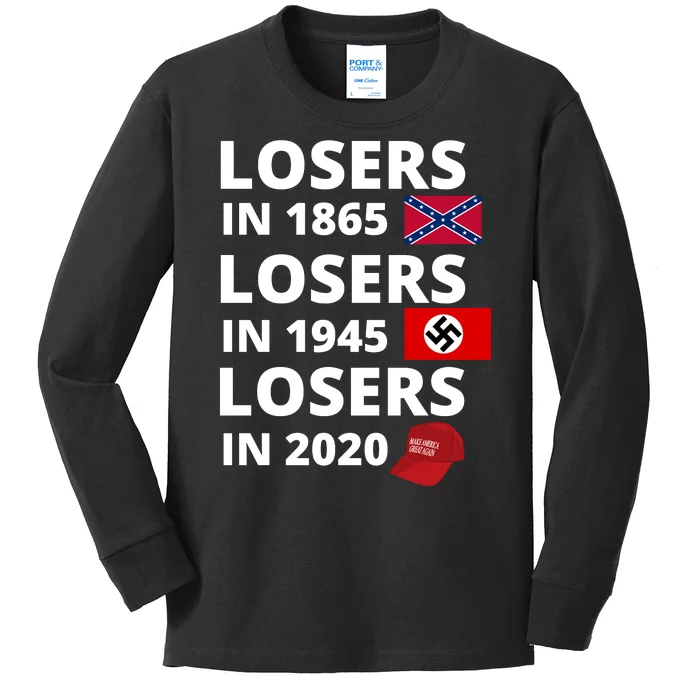 Losers In 1865, Losers In 1945, Losers In 2020 Funny Political Kids Long Sleeve Shirt