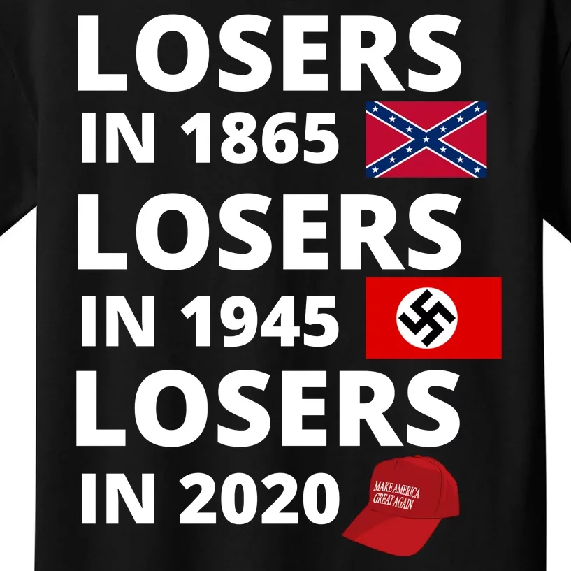 Losers In 1865, Losers In 1945, Losers In 2020 Funny Political Kids T-Shirt