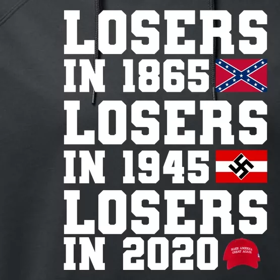 Losers In 1865 Losers In 1945 Losers In 2020 Performance Fleece Hoodie