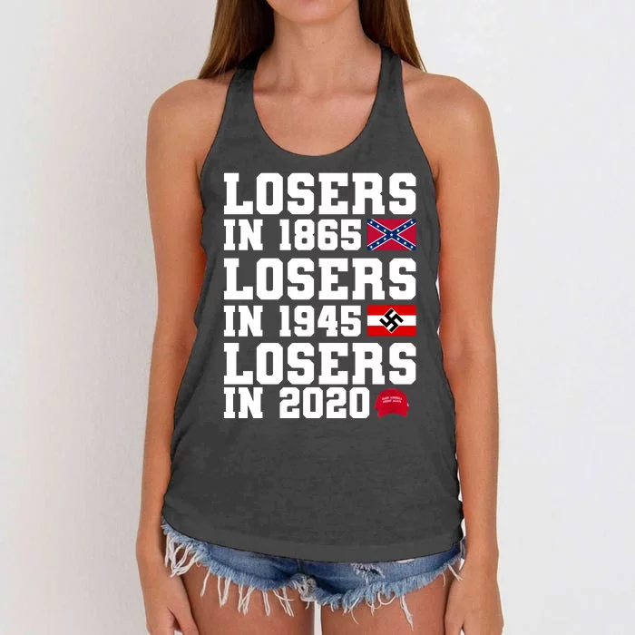 Losers In 1865 Losers In 1945 Losers In 2020 Women's Knotted Racerback Tank