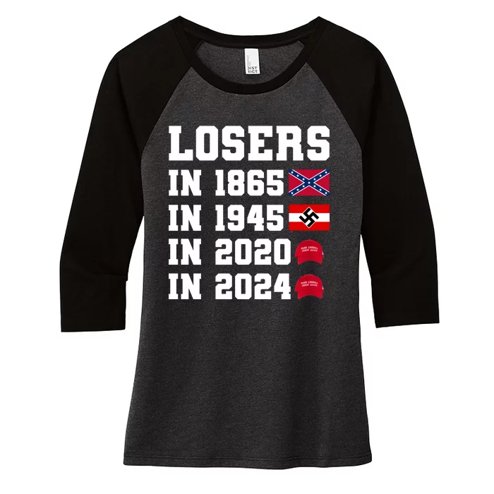 Losers In 1865 In 1945 In 2020 In 2024 Women's Tri-Blend 3/4-Sleeve Raglan Shirt