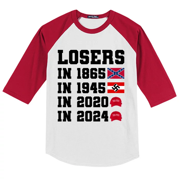 Losers In 1865 In 1945 In 2020 In 2024 Kids Colorblock Raglan Jersey