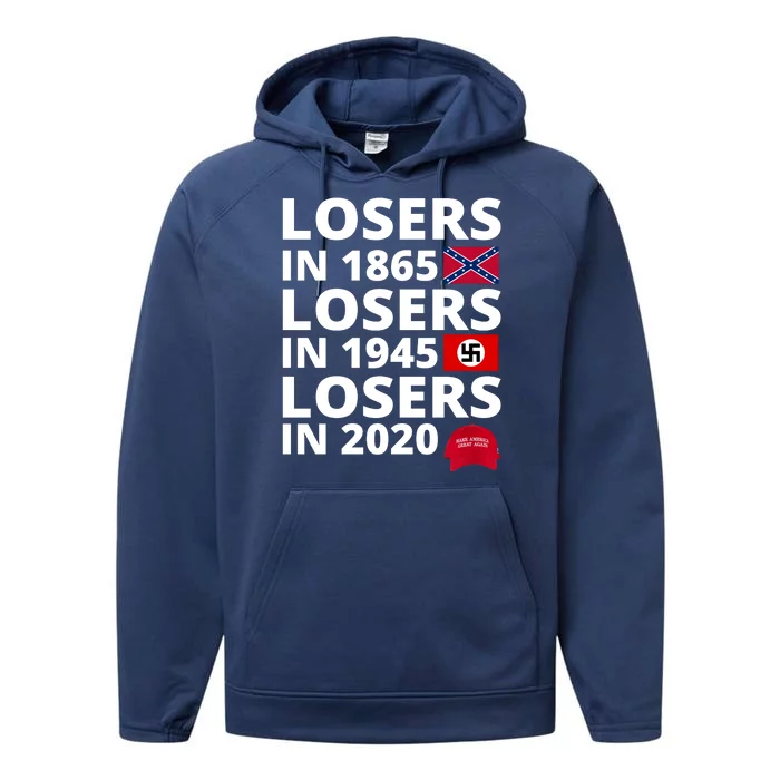 Losers In 1865 Losers In 1945 Losers In 2020 Performance Fleece Hoodie