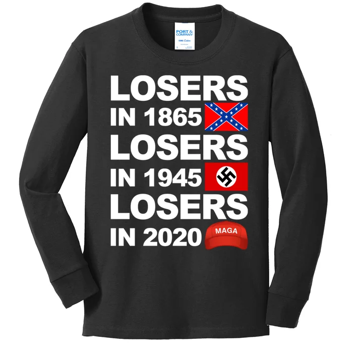 Losers In 1865 Losers In 1945 Losers In 2020 Make America Great Again Funny Kids Long Sleeve Shirt