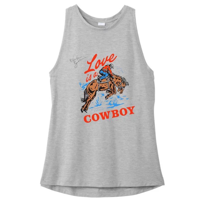 Love Is A Cowboy Tee Gift Love Ladies Tri-Blend Wicking Tank