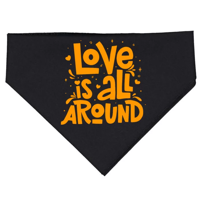 Love Is All Around Quotes USA-Made Doggie Bandana