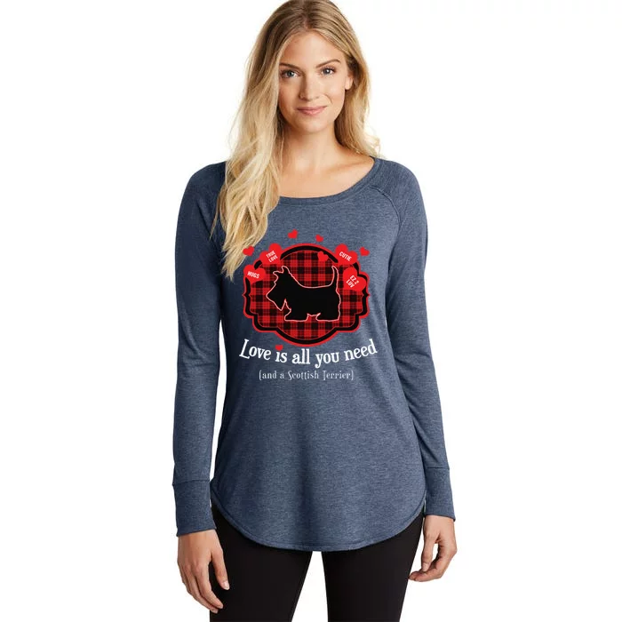 Love Is All You Need And A Scottish Terrier Cute Scottie Dog Women's Perfect Tri Tunic Long Sleeve Shirt