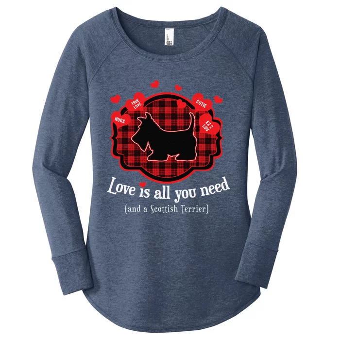 Love Is All You Need And A Scottish Terrier Cute Scottie Dog Women's Perfect Tri Tunic Long Sleeve Shirt