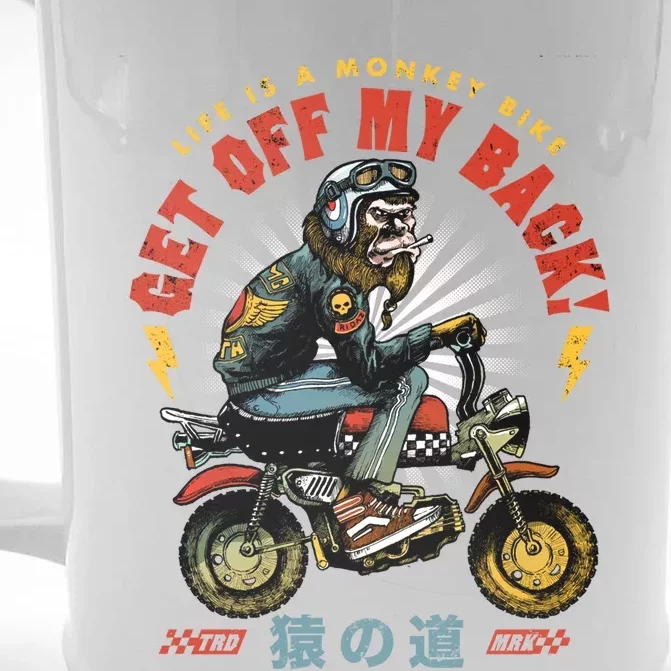 Life Is A Monkey Bike Get Off My Back Cartoon Great Gift Front & Back Beer Stein