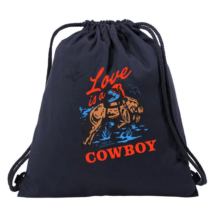 Love Is A Cowboy Tee Gift Love Drawstring Bag