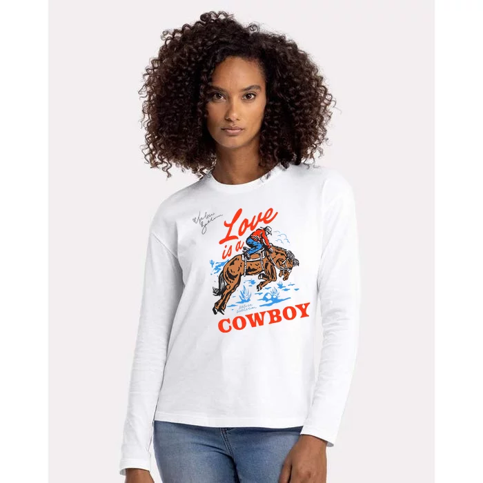 Love Is A Cowboy Tee Gift Love Womens Cotton Relaxed Long Sleeve T-Shirt