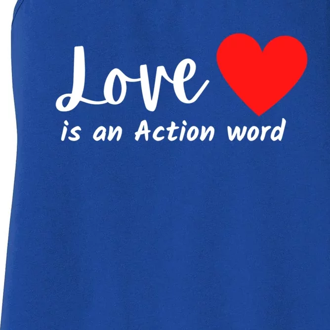 Love Is An Action Word Flagship World Love And Peace Gift Women's Racerback Tank