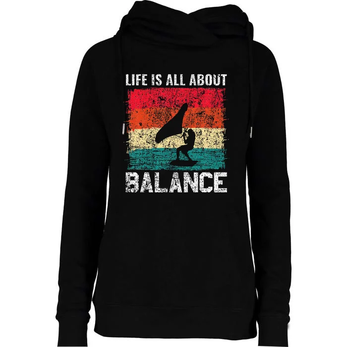 Life Is All About Balance Hydrofoil Foiling Surfing Lover Womens Funnel Neck Pullover Hood