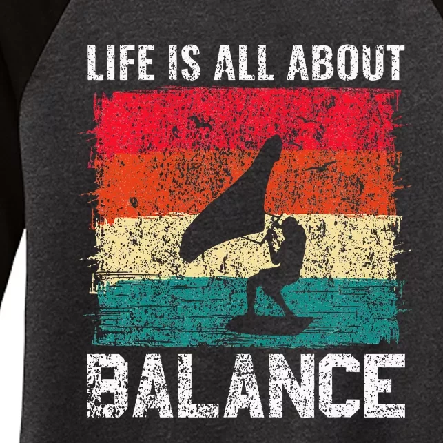 Life Is All About Balance Hydrofoil Foiling Surfing Lover Women's Tri-Blend 3/4-Sleeve Raglan Shirt