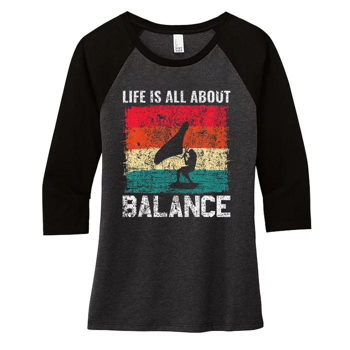 Life Is All About Balance Hydrofoil Foiling Surfing Lover Women's Tri-Blend 3/4-Sleeve Raglan Shirt