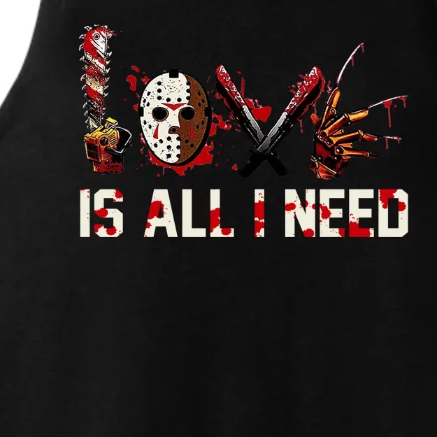 Love Is All I Need Halloween Horror Ladies Tri-Blend Wicking Tank