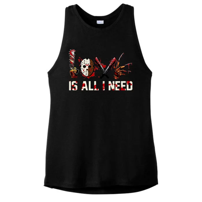 Love Is All I Need Halloween Horror Ladies Tri-Blend Wicking Tank