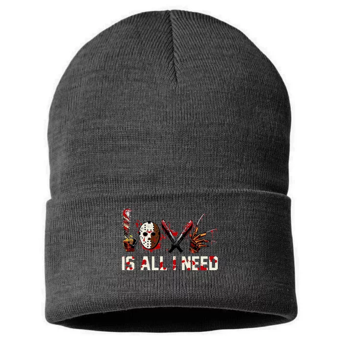 Love Is All I Need Halloween Horror Sustainable Knit Beanie