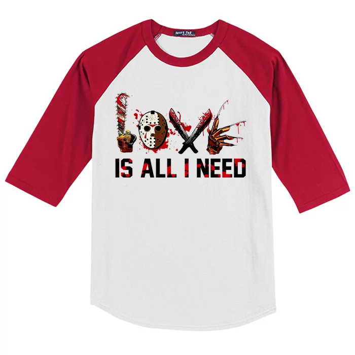 Love Is All I Need Halloween Horror Kids Colorblock Raglan Jersey