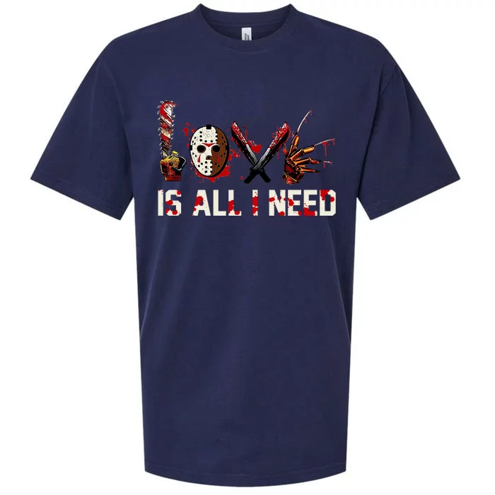 Love Is All I Need Halloween Horror Sueded Cloud Jersey T-Shirt