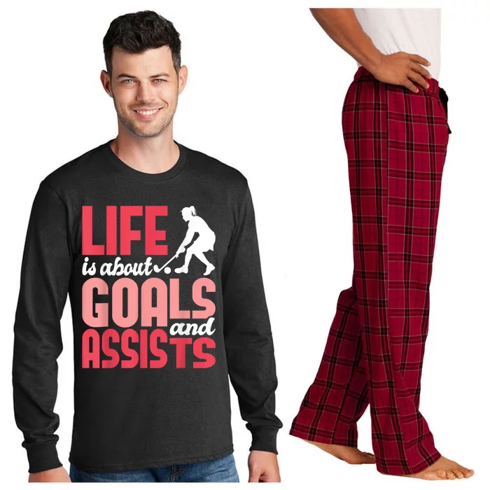 Life Is About Goals Field Hockey Player Hockey Fan Long Sleeve Pajama Set