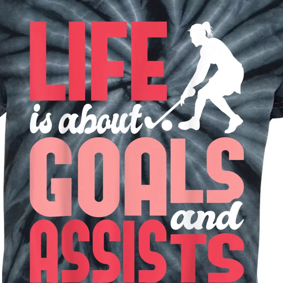 Life Is About Goals Field Hockey Player Hockey Fan Kids Tie-Dye T-Shirt