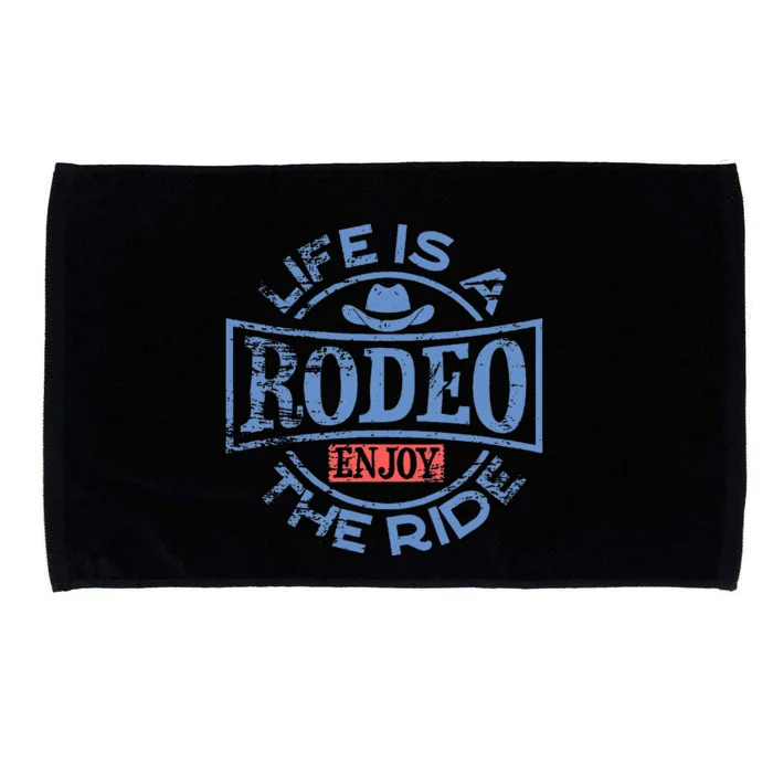 Life Is A Rodeo Bull Fighter Cowboy Longhorn Bull Riding Microfiber Hand Towel