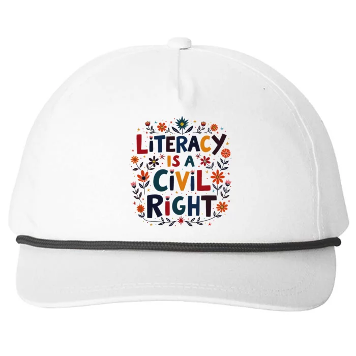 Literacy Is A Civil Right Reading Teacher Design Snapback Five-Panel Rope Hat