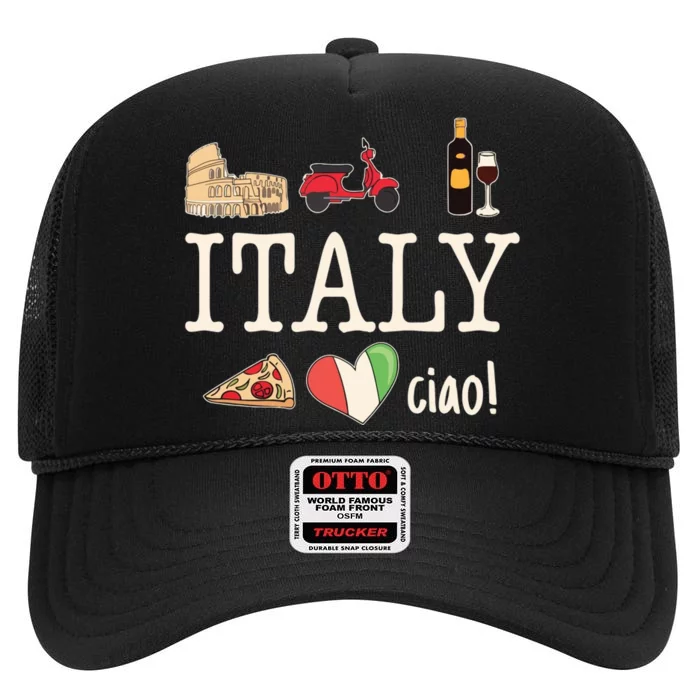 Love Italy And Everything Italian Culture High Crown Mesh Trucker Hat