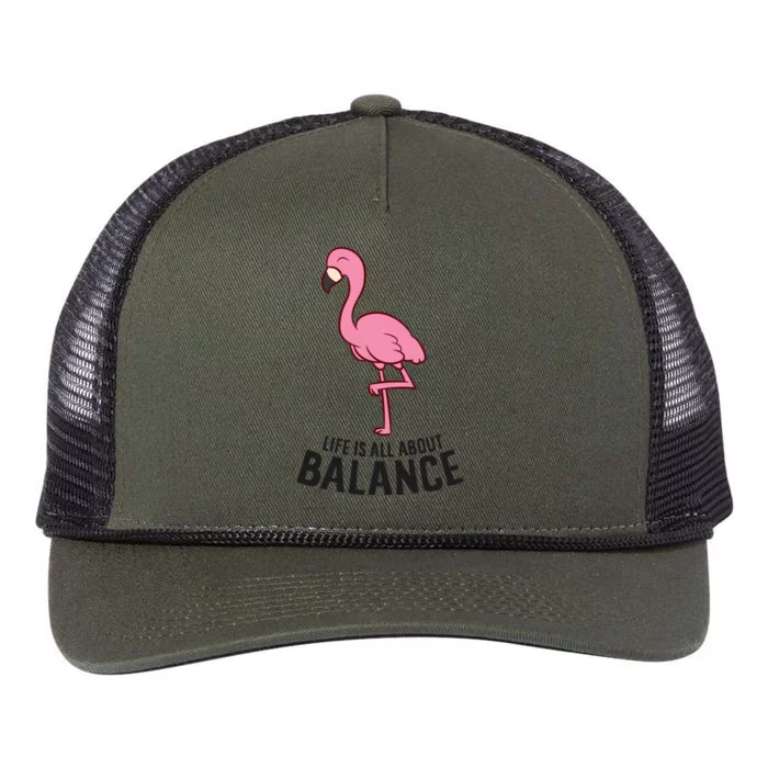 Life Is All About Balance Funny Flamingo Love Flamingos Great Gift Retro Rope Trucker Hat Cap