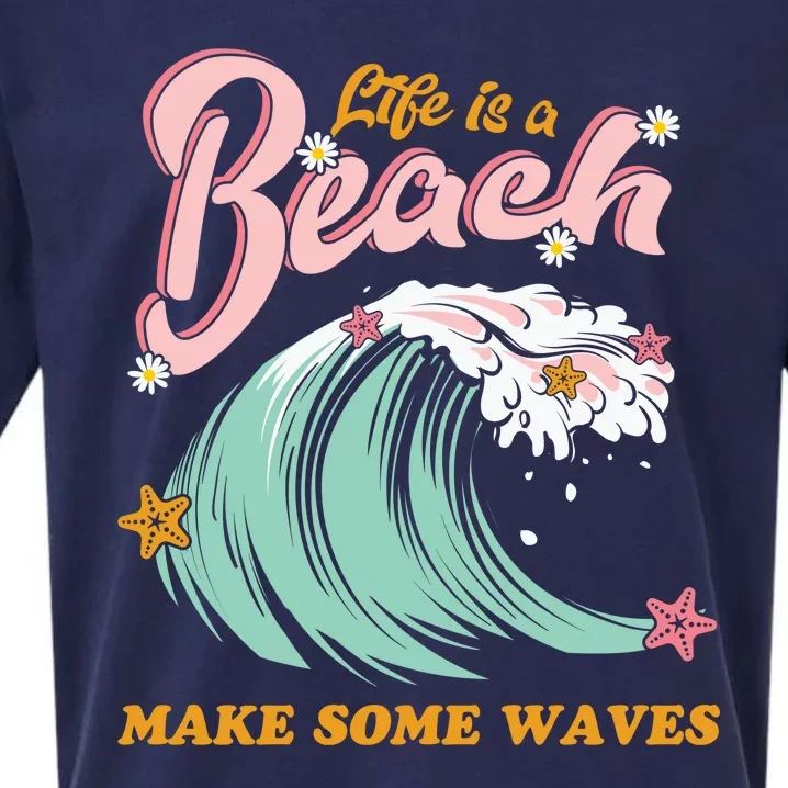 Life Is A Beach Make Some Waves Sueded Cloud Jersey T-Shirt