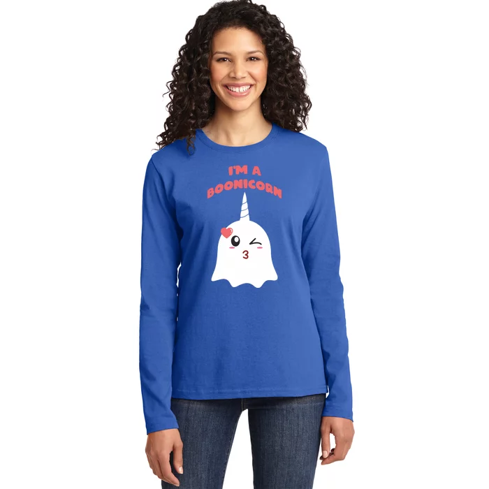 Lovely Im A Boonicorn Ghost Emoticon Cute Halloween Spirit Cool Gift Ladies Long Sleeve Shirt