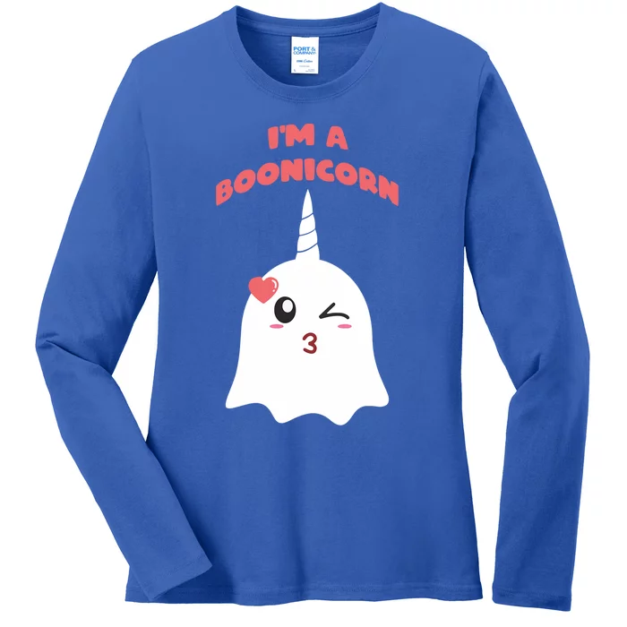 Lovely Im A Boonicorn Ghost Emoticon Cute Halloween Spirit Cool Gift Ladies Long Sleeve Shirt